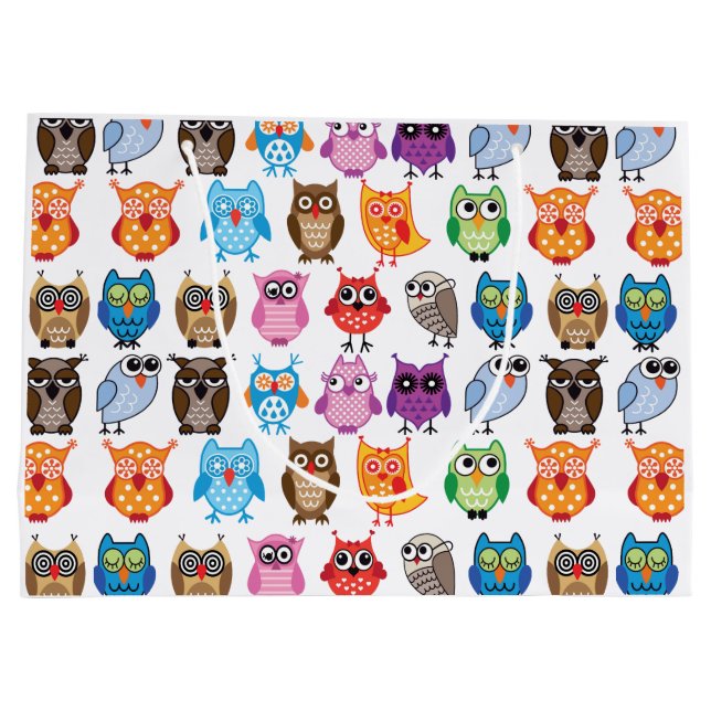 Retro Colour Owl Pattern Large Gift Bag (Back)