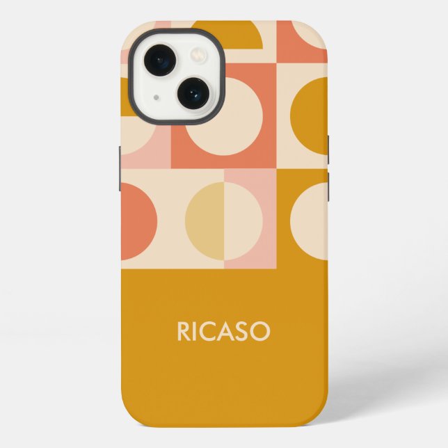 Retro Colour Pattern Personalised iPhone Case (Back)