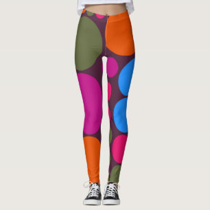 Retro Colour Polka Dots Pattern #15 Leggings