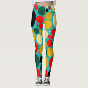 Retro Colour Polka Dots Pattern #17 Leggings