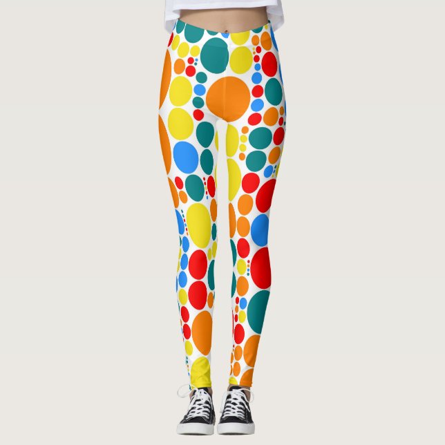 Retro Colour Polka Dots Pattern #20 Leggings (Front)