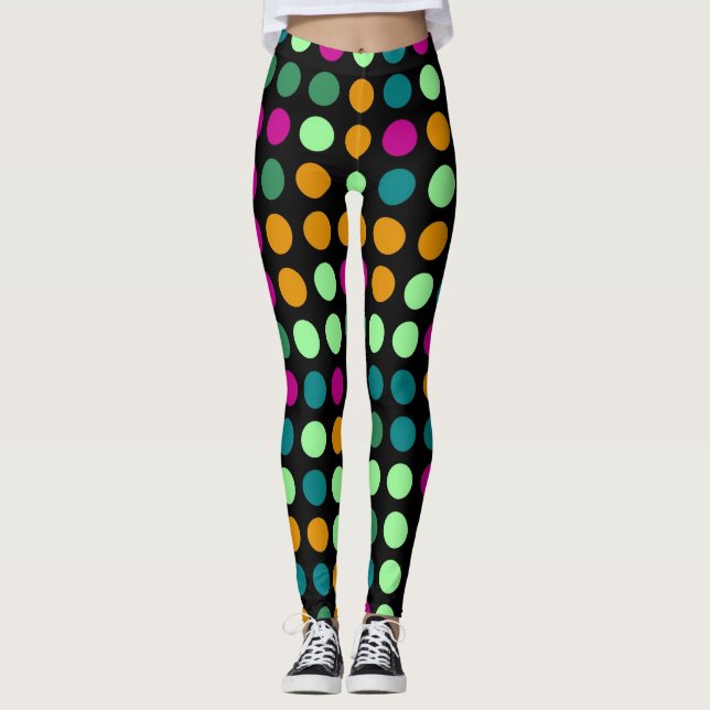 Retro Colour Polka Dots Pattern #23 Leggings (Front)