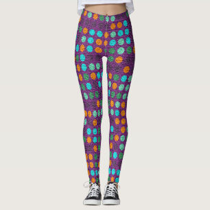 Retro Colour Polka Dots Pattern #2 Leggings