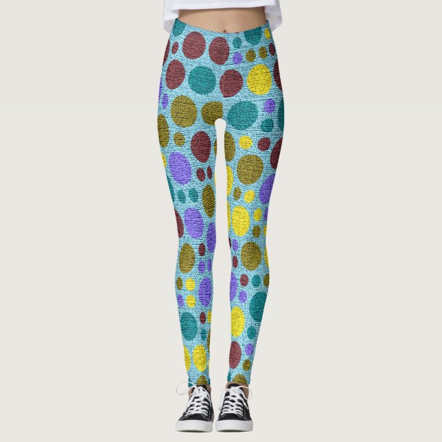 Retro Colour Polka Dots Pattern #3 Leggings (Front)