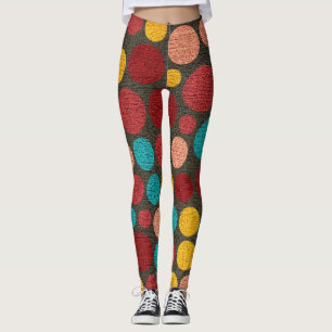Retro Colour Polka Dots Pattern #5 Leggings