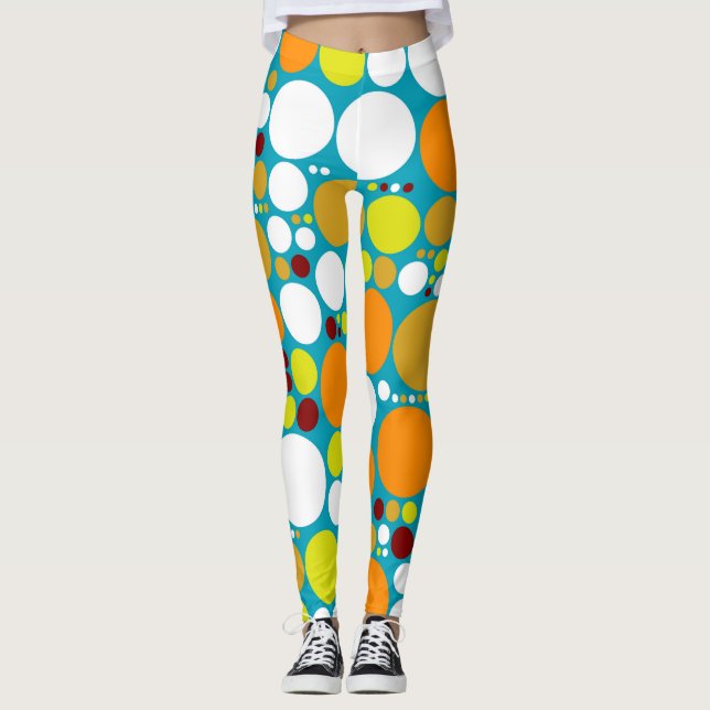 Retro Colour Polka Dots Pattern #6 Leggings (Front)