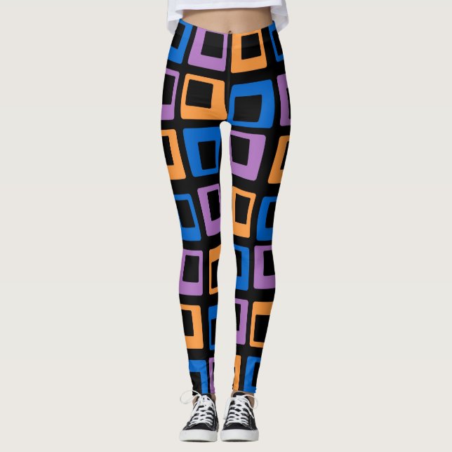 Retro Colour Squares Pattern #13 Leggings (Front)