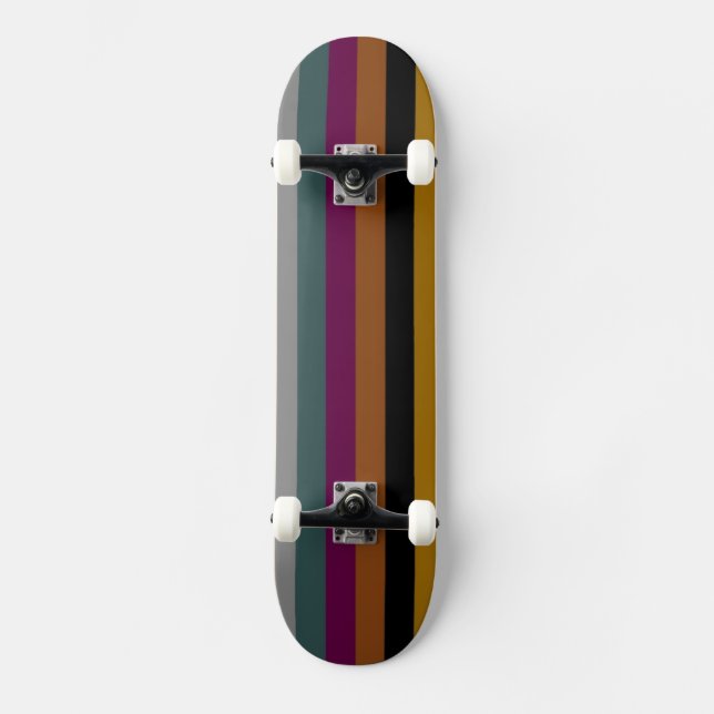 Retro Colour Stripe Pattern 10 Skateboard (Front)