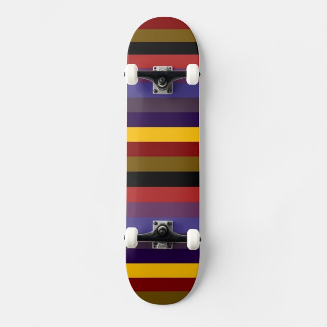 Retro Colour Stripe Pattern 11 Skateboard (Front)