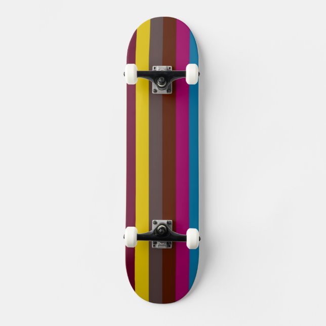 Retro Colour Stripe Pattern 2 Skateboard (Front)