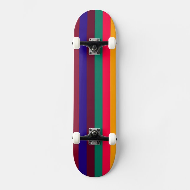 Retro Colour Stripe Pattern 5 Skateboard (Front)