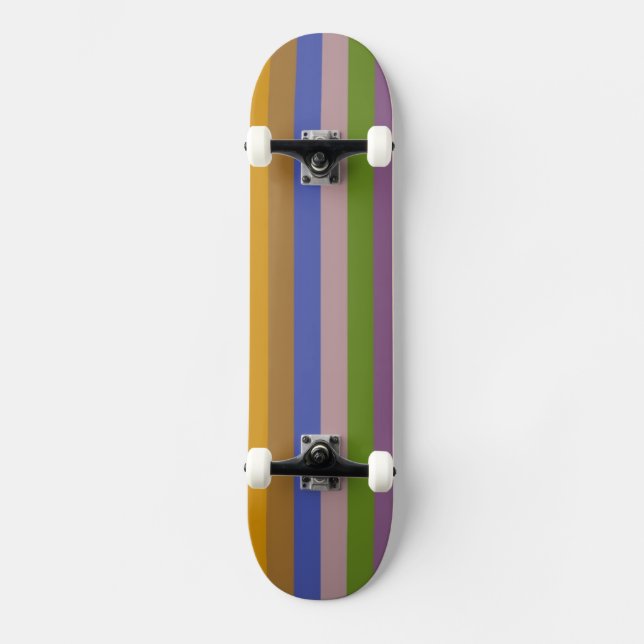 Retro Colour Stripe Pattern 7 Skateboard (Front)