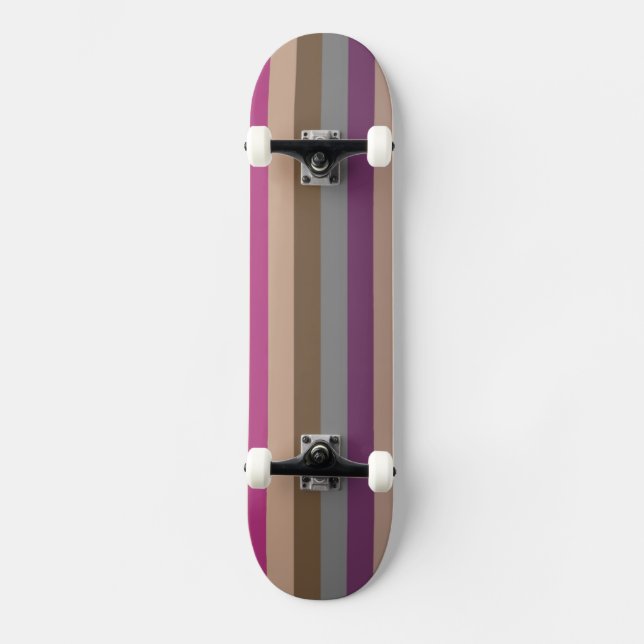 Retro Colour Stripe Pattern 9 Skateboard (Front)