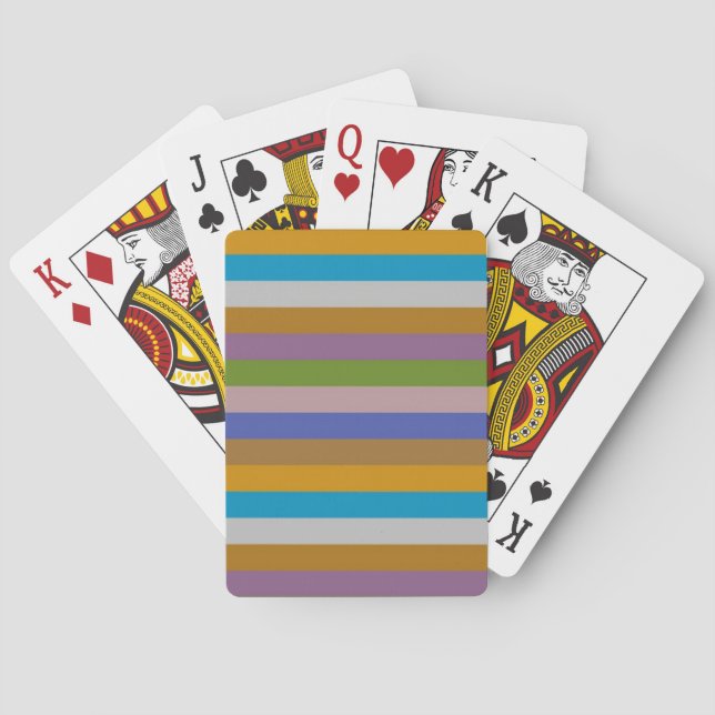 Retro Colour Stripe Pattern Playing Cards (Back)
