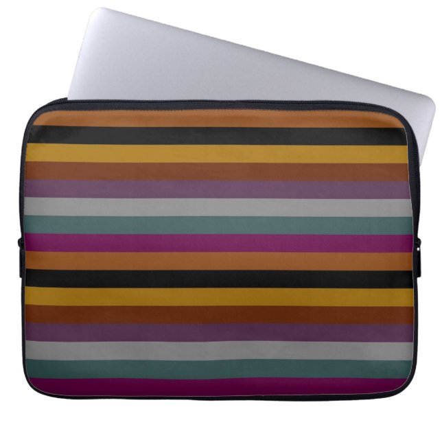 Retro Colour Stripes Pattern Laptop Sleeve (Front)