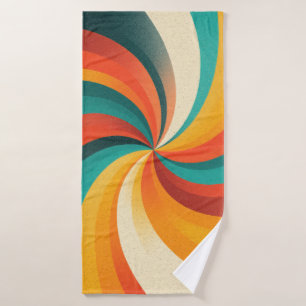 Retro Colour Swirl – Vintage Abstract Background Bath Towel