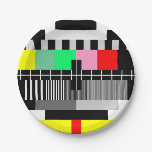 Retro colour tv test screen paper plate