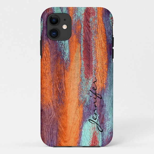 Retro Colour Wood Grain Texture Case-Mate iPhone Case (Back)