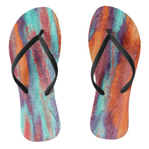 Retro Colour Wood Grain Texture Thongs
