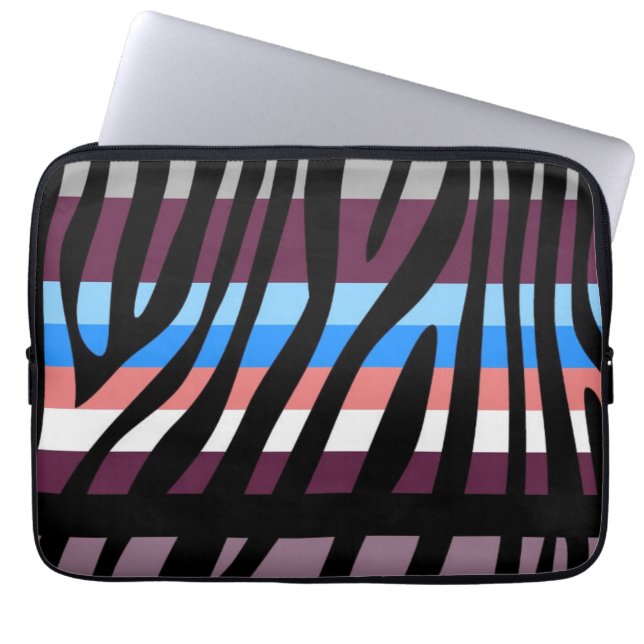Retro Colour Zebra Stripe Pattern 15 Laptop Sleeve (Front)