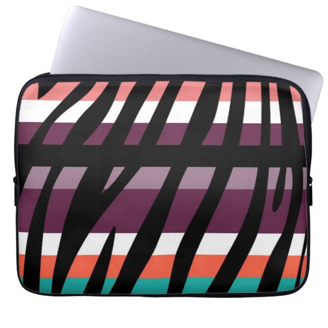 Retro Colour Zebra Stripe Pattern 16 Laptop Sleeve (Front)