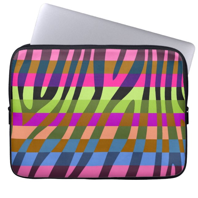 Retro Colour Zebra Stripe Pattern 2 Laptop Sleeve (Front)