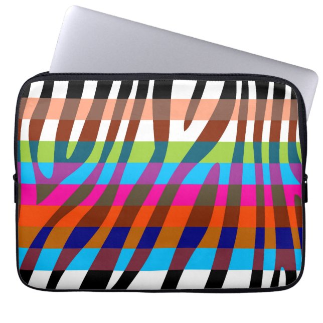 Retro Colour Zebra Stripe Pattern 5 Laptop Sleeve (Front)