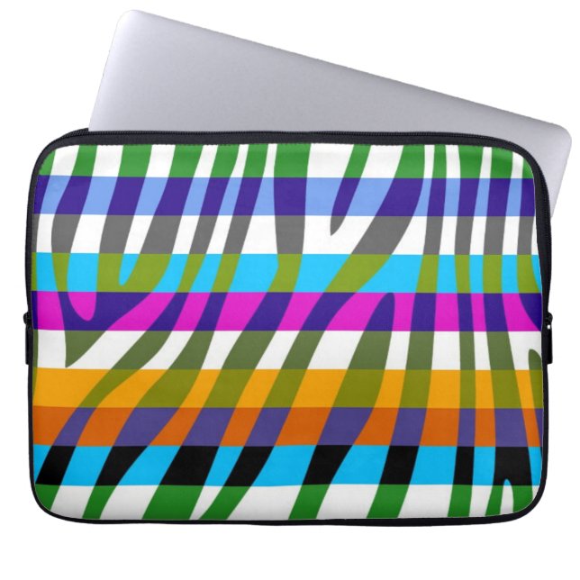 Retro Colour Zebra Stripe Pattern 6 Laptop Sleeve (Front)
