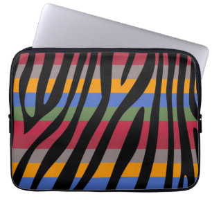 Retro Colour Zebra Stripe Pattern 8 Laptop Sleeve