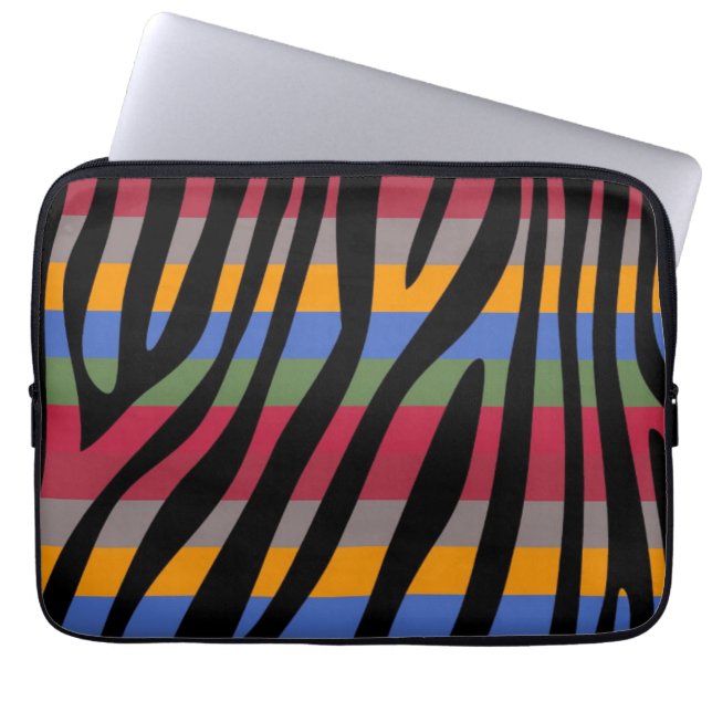 Retro Colour Zebra Stripe Pattern 8 Laptop Sleeve (Front)