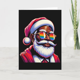 Retro Coloured Gay Santa Face Rainbow Sungles Chri Card
