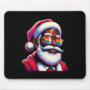 Retro Coloured Gay Santa Face Rainbow Sungles Chri Mouse Pad