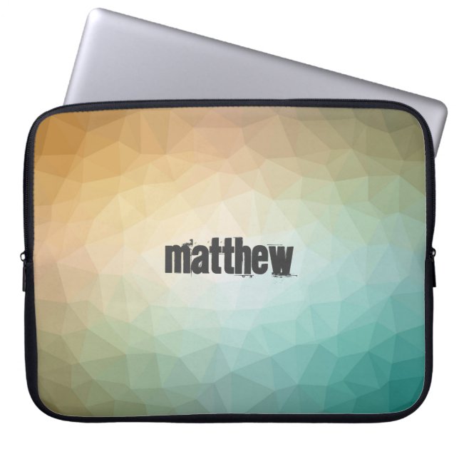 Retro Coloured Polygonal Pattern with Customisatio Laptop Sleeve (Front)