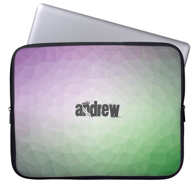 Retro Coloured Polygonal Pattern with Customisatio Laptop Sleeve (Front)