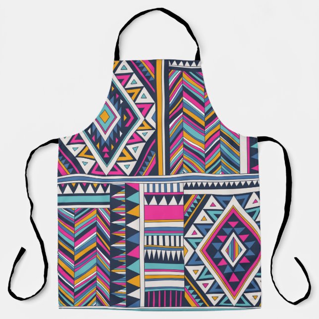 retro coloured tribal vintage seamless pattern. az apron (Front)