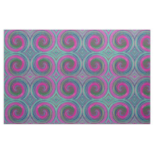 Retro Coloured Twist Abstract Art #12 Fabric