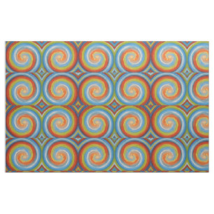 Retro Coloured Twist Abstract Art #24 Fabric