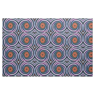 Retro Coloured Twist Abstract Art #6 Fabric