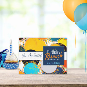 Retro Colourful 80s Birthday Brunch Announcement Postcard