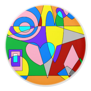 Retro Colourful Abstract Ceramic Knob