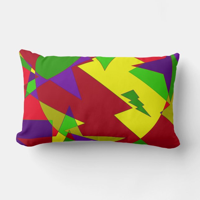 Retro Colourful Abstract Lumbar Cushion (Front)