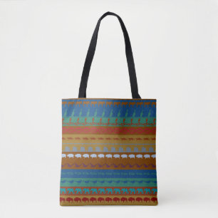 Retro Colourful Animals Modern Stripes Pattern #14 Tote Bag