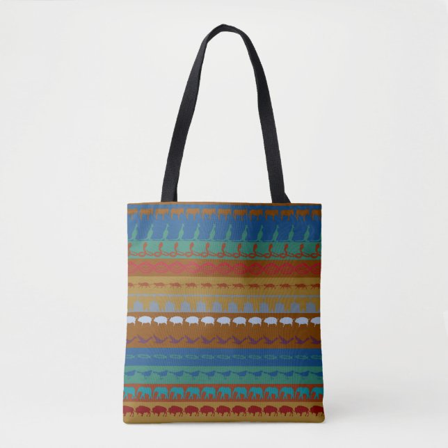 Retro Colourful Animals Modern Stripes Pattern #14 Tote Bag (Front)