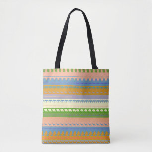 Retro Colourful Animals Modern Stripes Pattern #16 Tote Bag