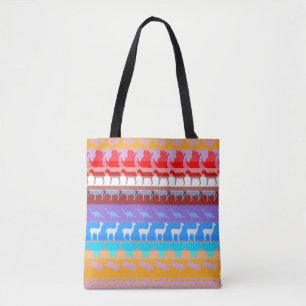 Retro Colourful Animals Modern Stripes Pattern #2 Tote Bag