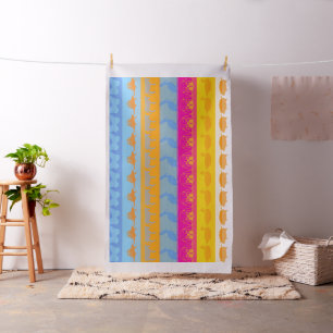 Retro Colourful Animals Modern Stripes Pattern #3 Fabric
