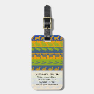 Retro Colourful Animals Modern Stripes Pattern #3 Luggage Tag