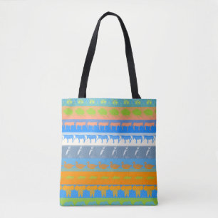 Retro Colourful Animals Modern Stripes Pattern #5 Tote Bag