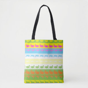 Retro Colourful Animals Modern Stripes Pattern #6 Tote Bag