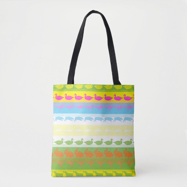 Retro Colourful Animals Modern Stripes Pattern #6 Tote Bag (Front)